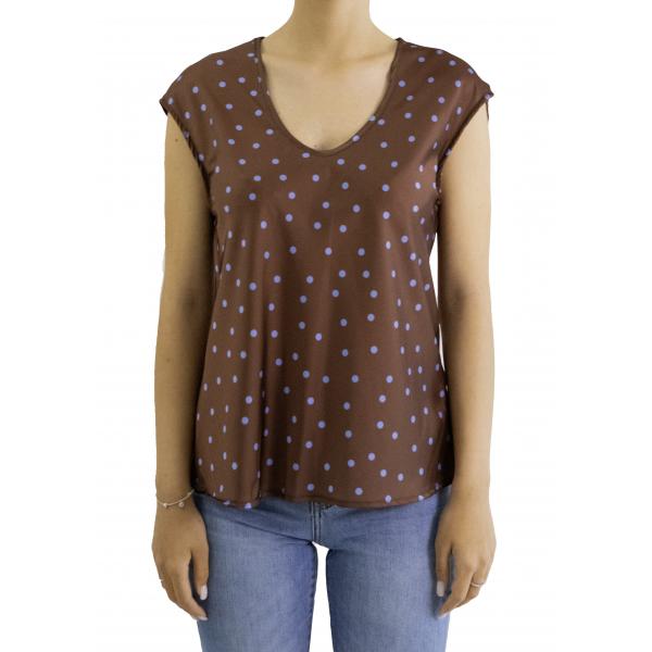 Blusa a pois con scollo a V